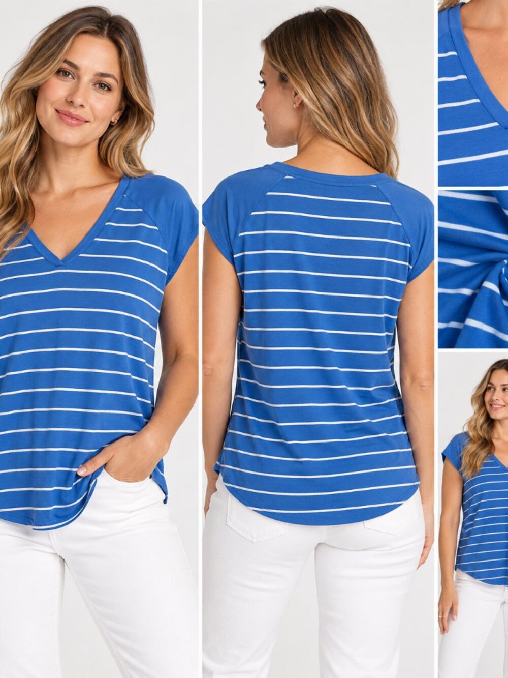 Adrienne Vittadini Pacific Blue Cap Sleeve Top Women’s Large Stretch